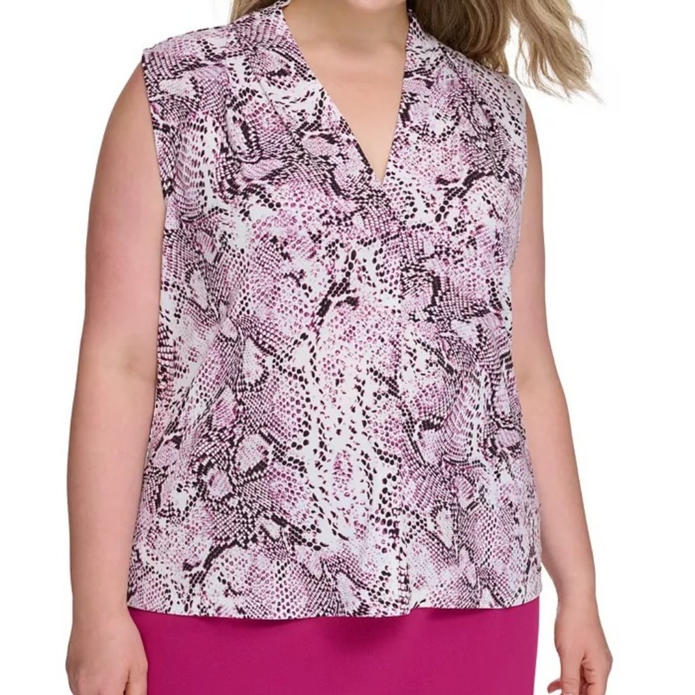 Calvin Klein spring pink snakeskin sleeveless top/3X